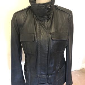 Danier Black Leather Jacket Size L